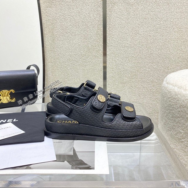 chanel香奈兒2022早春最新一季魔術貼涼鞋 沙灘涼鞋 dx3277
